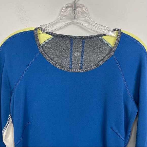 Lululemon Runder Under Long Sleeve Limitless Blue Heathered Coal Clarity Yellow - Picture 8 of 16